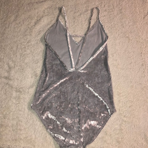 Silver, velvet body suit - Picture 2 of 2